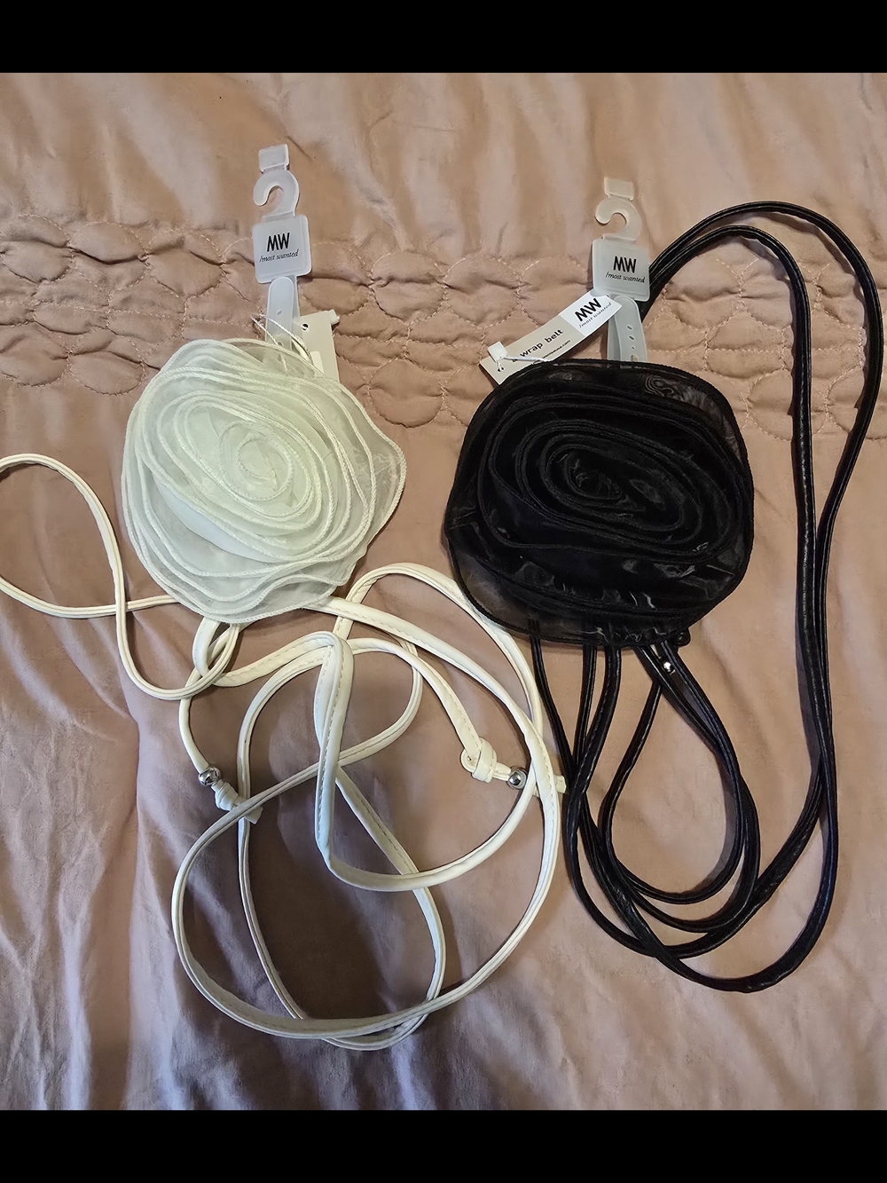 Floral Organza Wrap Belts By MOST WANTED Ivory And Black